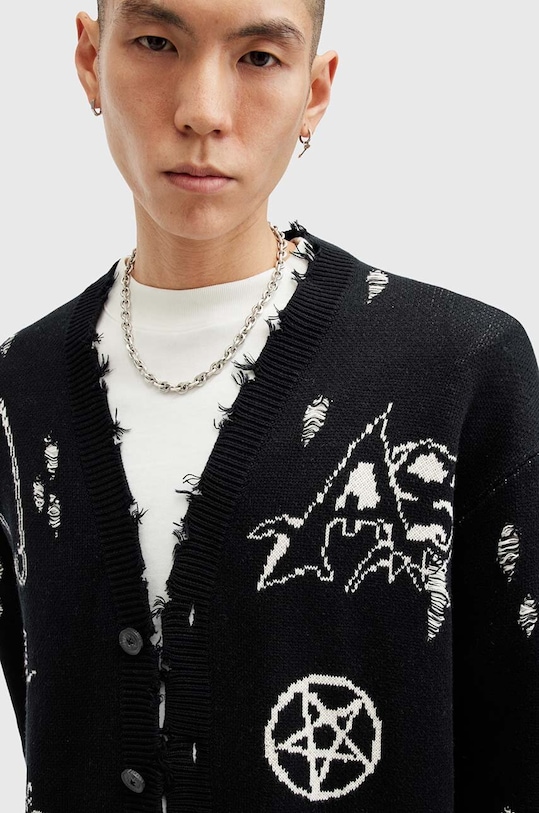 AllSaints kardigan bawełniany KOTO M058KB czarny SS25