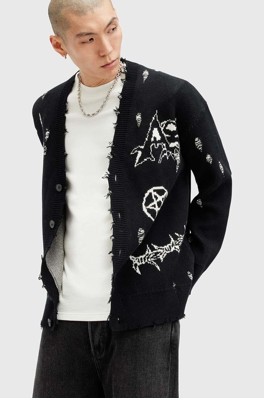 AllSaints kardigan bawełniany KOTO M058KB czarny