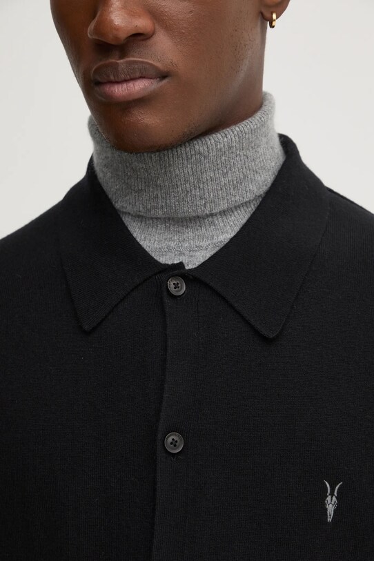 Вовняний кардиган AllSaints KILBURN M088KB чорний