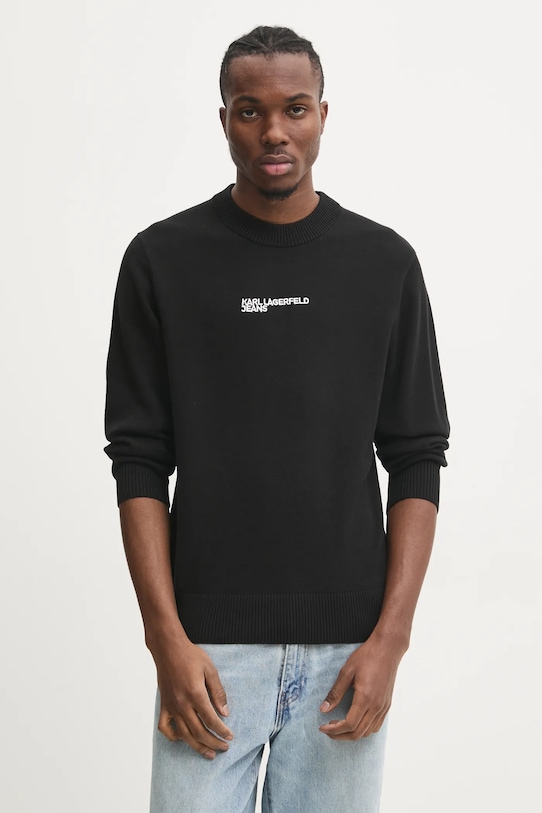 Хлопковый свитер Karl Lagerfeld Jeans аппликация чёрный A1M18049