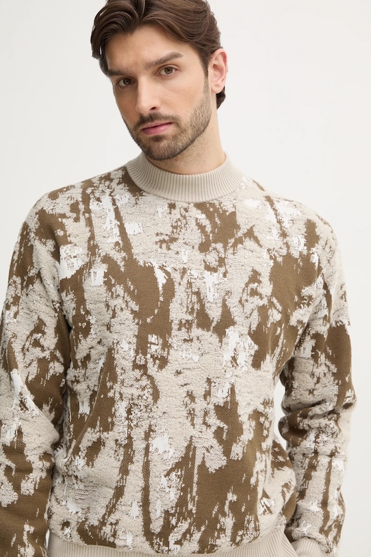 Svetr z vlněné směsi Boss Orange béžová 50531504