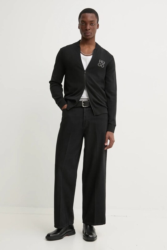 HUGO kardigan bawełniany 50531819 czarny SS25