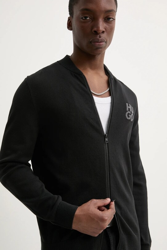 HUGO kardigan bawełniany czarny 50531819