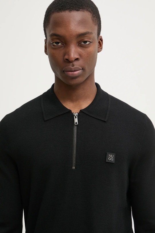 Sveter s prímesou vlny HUGO čierna 50533346