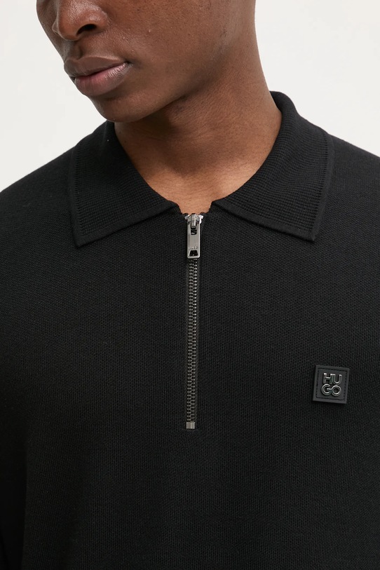 Sveter s prímesou vlny HUGO 50533346 čierna