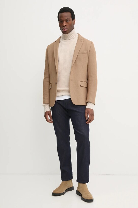 Calvin Klein Jeans sweter wełniany J30J326739 beżowy SS25
