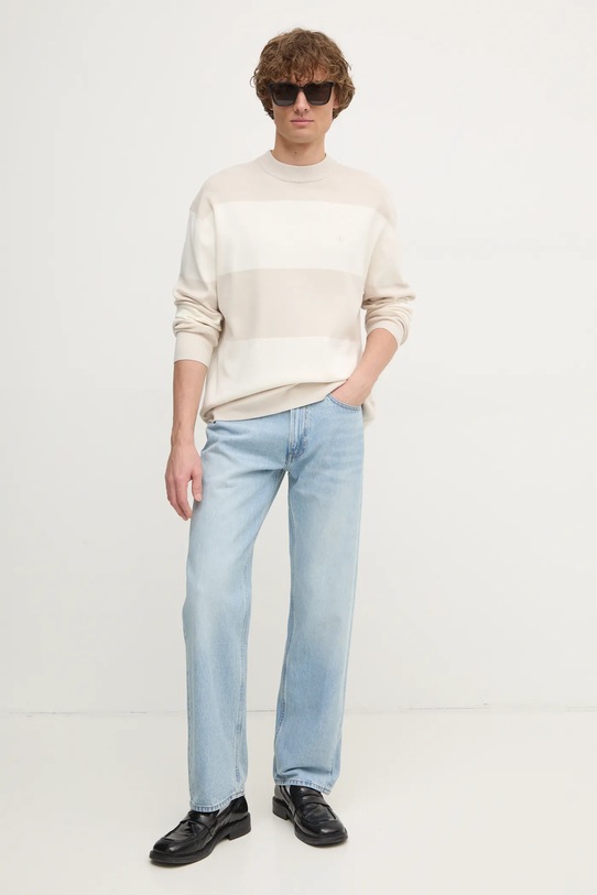 Bavlněný svetr Calvin Klein Jeans J30J326741 béžová SS25