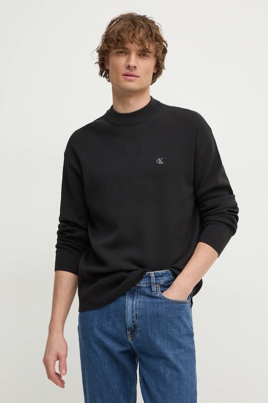 Памучен пуловер Calvin Klein Jeans памук черен J30J326741