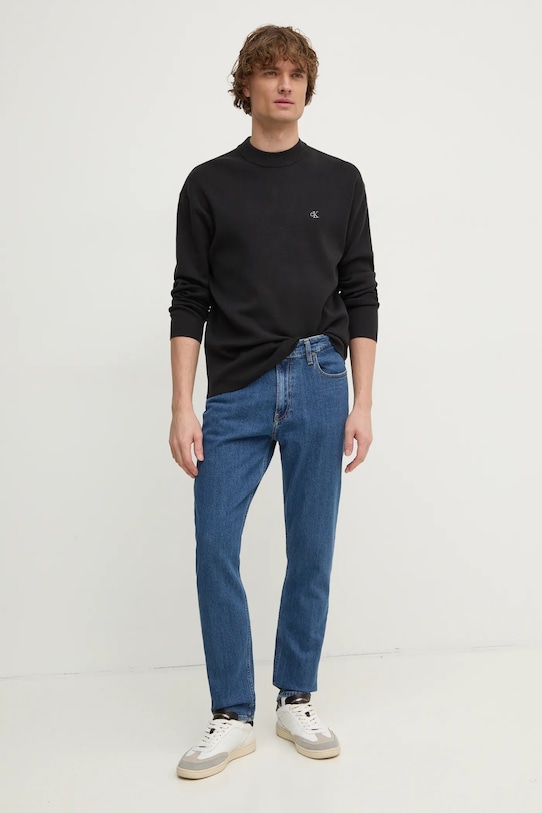 Памучен пуловер Calvin Klein Jeans J30J326741 черен SS25