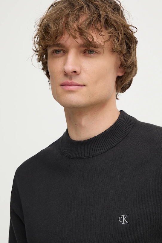 Памучен пуловер Calvin Klein Jeans черен J30J326741