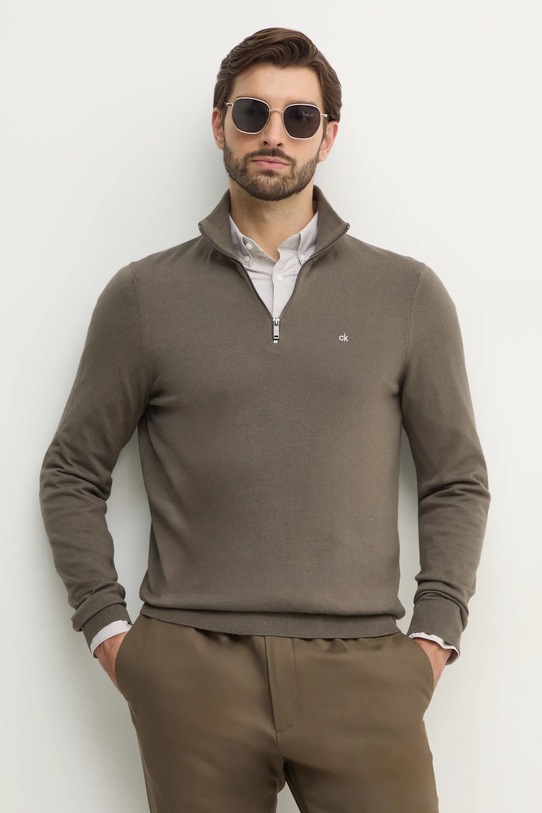 Πουλόβερ Calvin Klein βαμβάκι πράσινο K10K113748