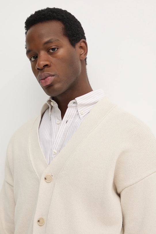 Кардиган з домішкою вовни BOSS бежевий 50531158