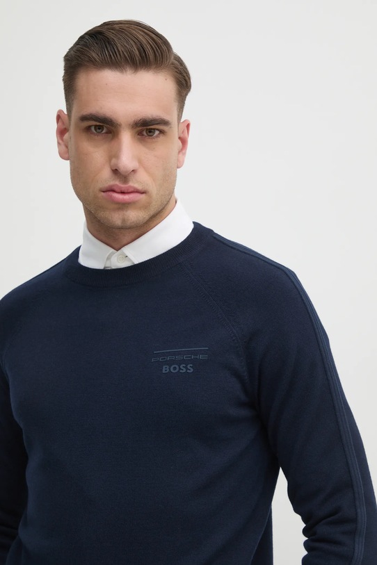 BOSS pulover de lana bleumarin 50531197