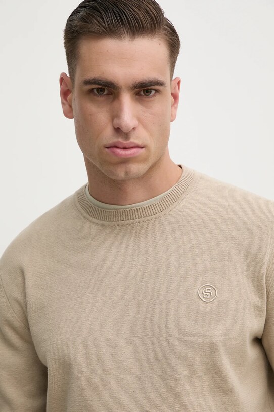 Бавовняний светр BOSS бежевий 50531574
