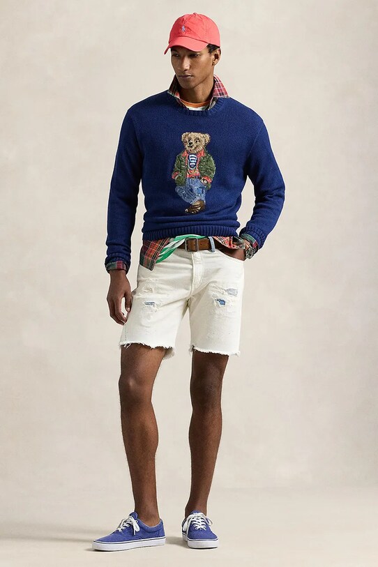 Odzież Polo Ralph Lauren sweter bawełniany 710955762 niebieski