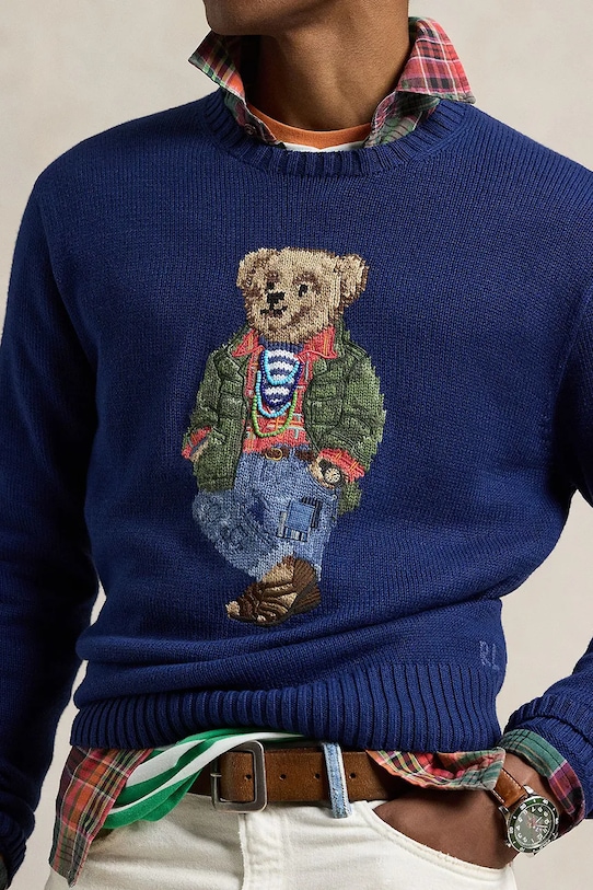 Bavlnený sveter Polo Ralph Lauren modrá 710955762