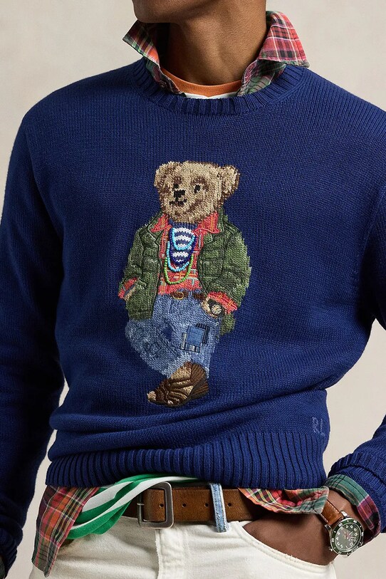 Памучен пуловер Polo Ralph Lauren син 710955762
