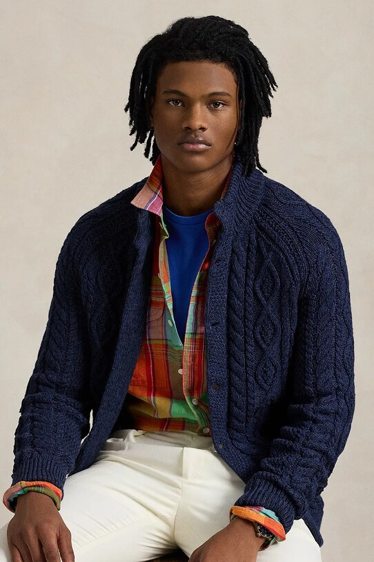 Бавовняний кардиган Polo Ralph Lauren 710955904 блакитний