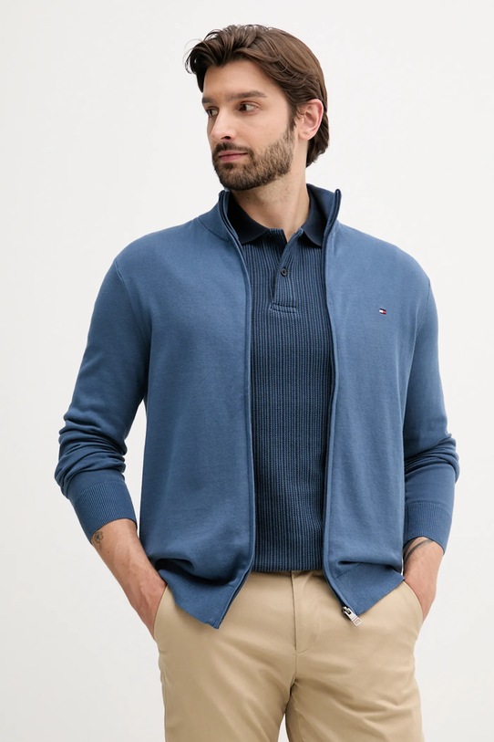 Βαμβακερό πουλόβερ Tommy Hilfiger μπλε MW0MW36517