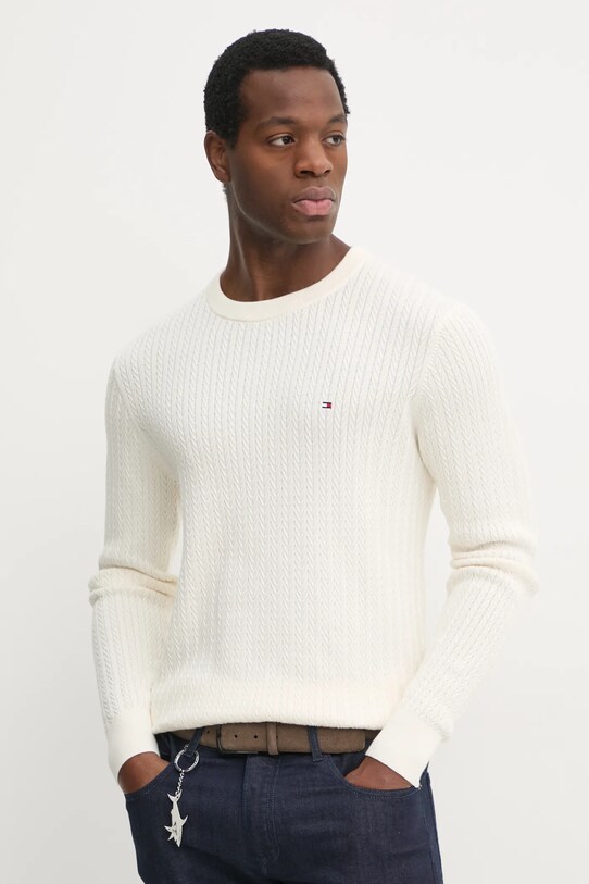 Хлопковый свитер Tommy Hilfiger хлопок бежевый MW0MW37400