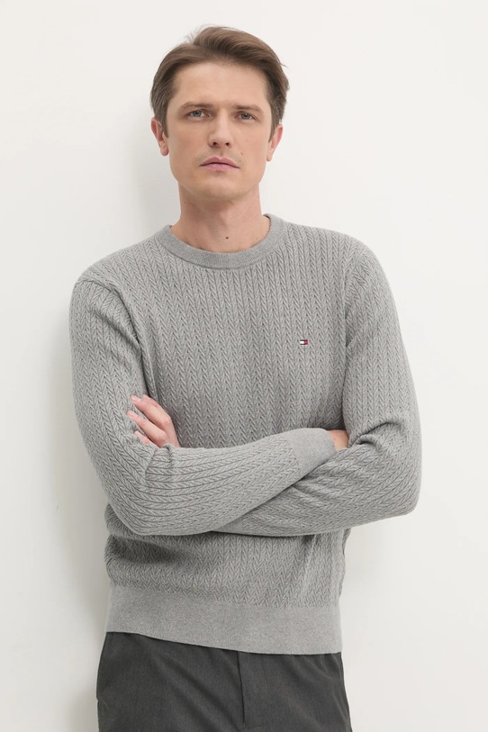 Bavlnený sveter Tommy Hilfiger bavlna sivá MW0MW37400