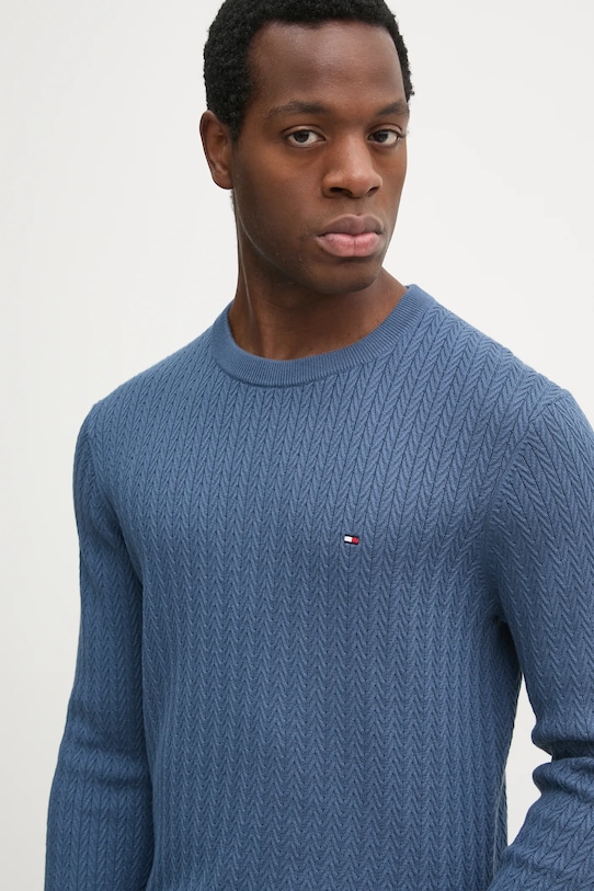 Bavlněný svetr Tommy Hilfiger kulatý modrá MW0MW37400