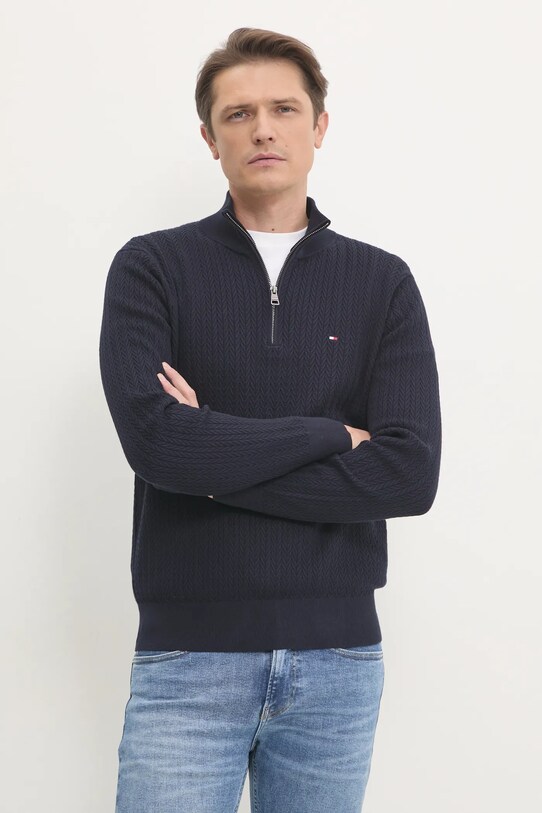 Хлопковый свитер Tommy Hilfiger хлопок тёмно-синий MW0MW37401