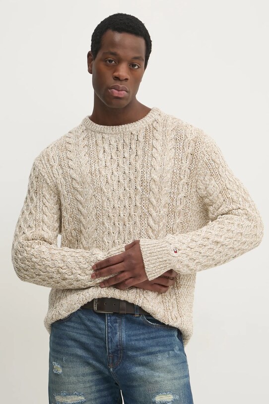 Хлопковый свитер Tommy Hilfiger хлопок бежевый MW0MW37407