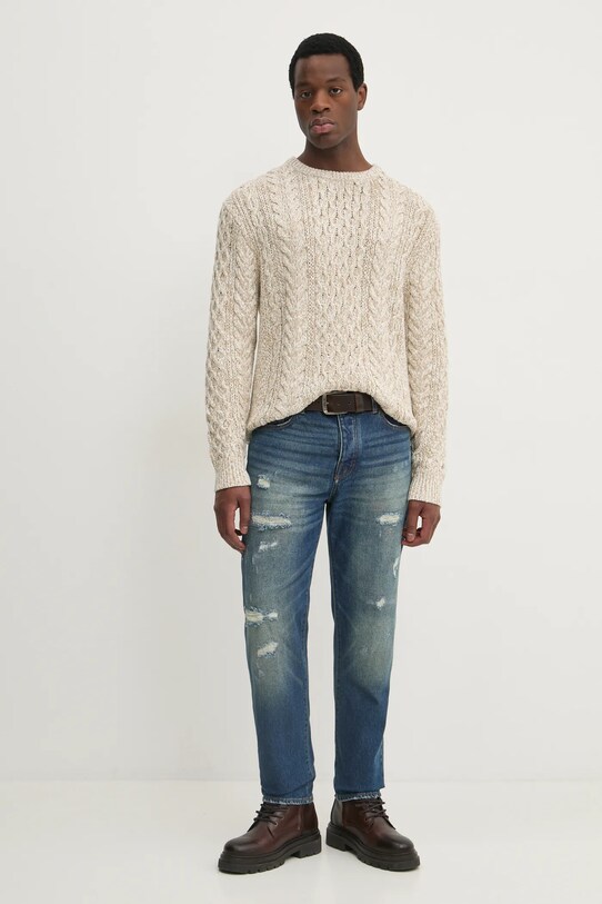 Хлопковый свитер Tommy Hilfiger MW0MW37407 бежевый SS25