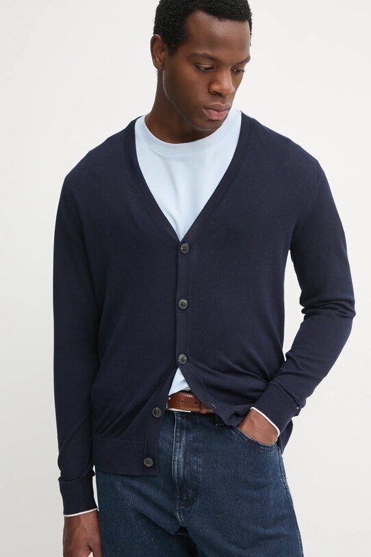 Kardigan Tommy Hilfiger tenká námořnická modř MW0MW37428
