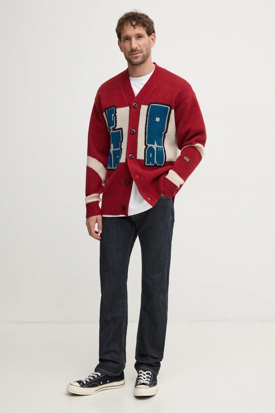 G-Star cardigan din lână D25116.D939 burgundia SS25