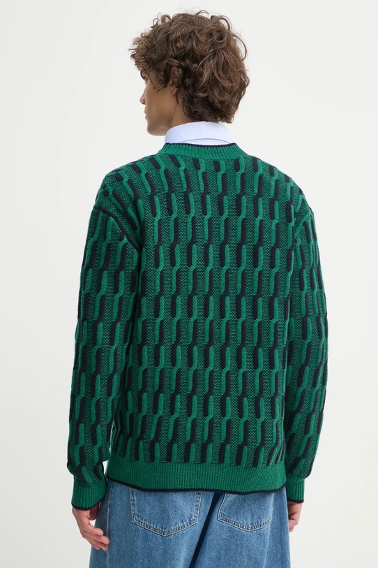 Odzież Drôle de Monsieur kardigan wełniany Le Cardigan Torsades Bicolore F.CA150.WO018.DGN zielony