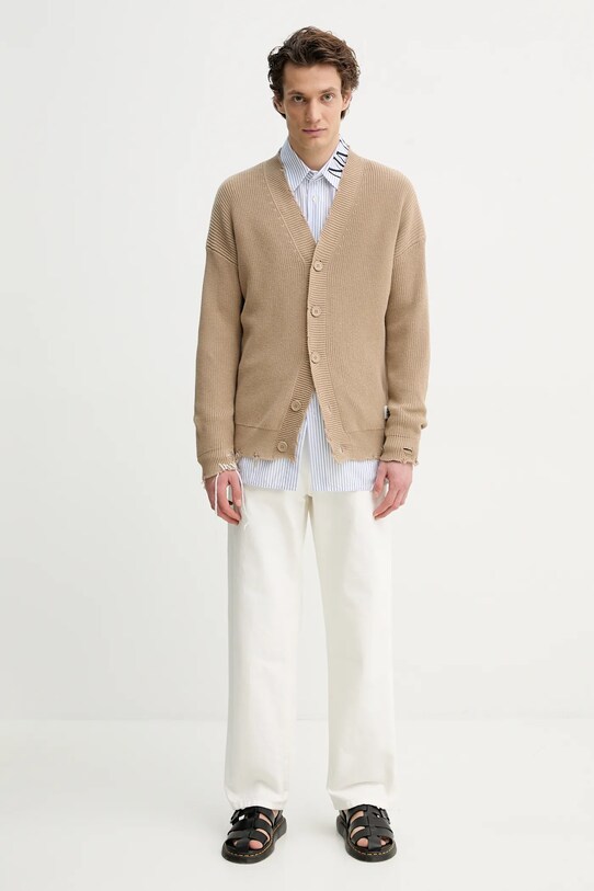 MM6 Maison Margiela cardigan din bumbac SH0HP0008 bej SS25