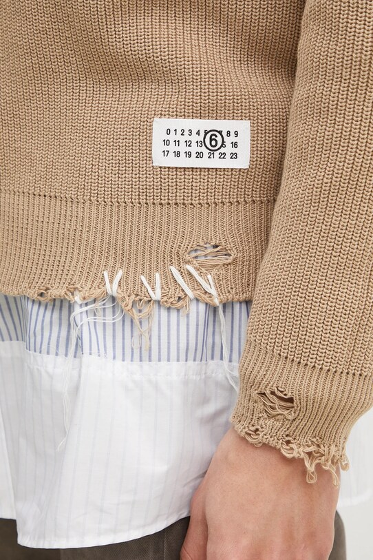 Pamučni kardigan MM6 Maison Margiela bež SH0HP0008