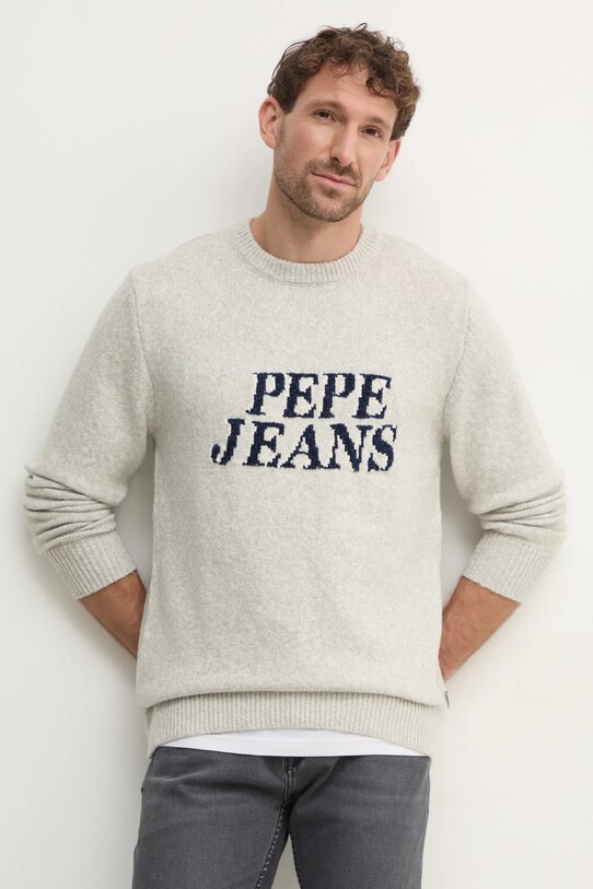Pepe Jeans sweter z domieszką wełny LUKA okrągły szary PM702499