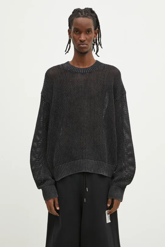 Pamučni pulover Represent Open Gauge Knit Sweater bez uzorka crna MLM3821.01