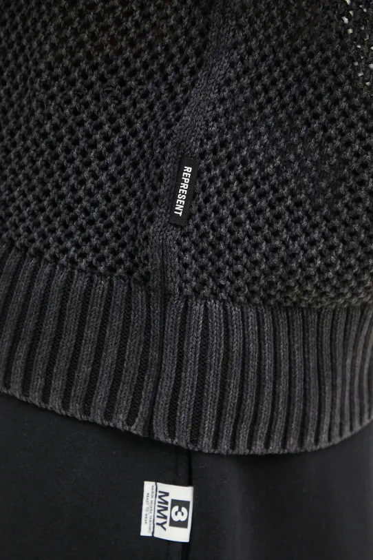 Pamučni pulover Represent Open Gauge Knit Sweater crna MLM3821.01