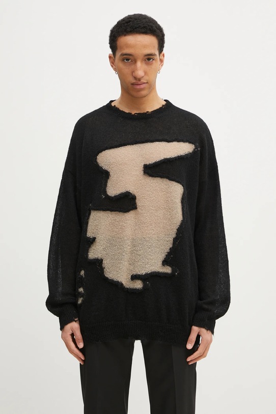 MM6 Maison Margiela maglione in misto lana stampa all-over nero SH0HL0019