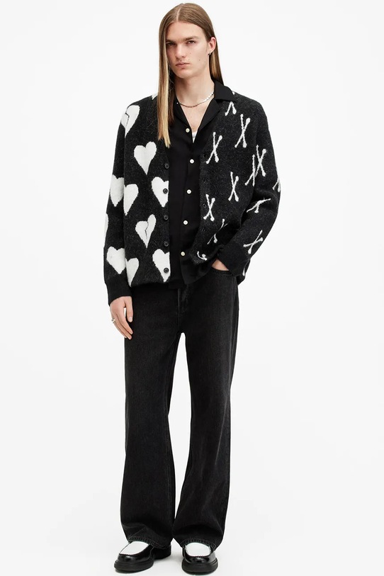 AllSaints cardigan din lana BONEBREAK negru M059KB