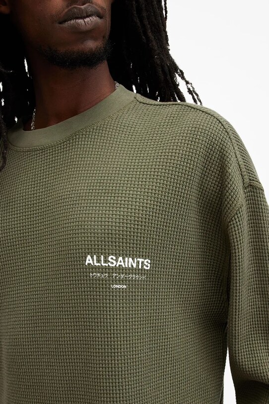 Бавовняний светр AllSaints CRYPT зелений M067PB