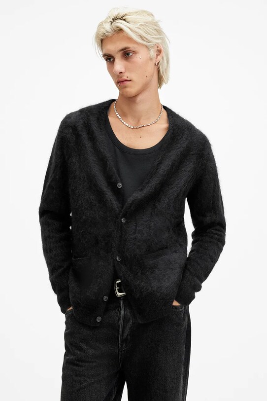 AllSaints kardigan kaszmirowy ABEL czarny M080KB