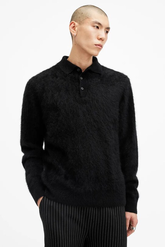 AllSaints sweter kaszmirowy ABEL wełna czarny M081KB