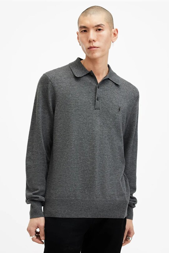 Шерстяной свитер AllSaints KILBURN тонкий серый M091KB