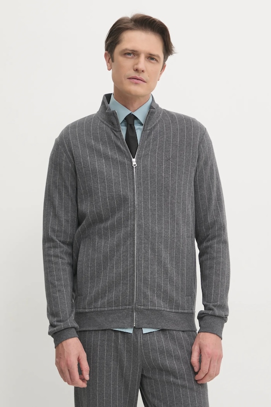 Bavlněná mikina Hackett London bez kapuce šedá HM581309