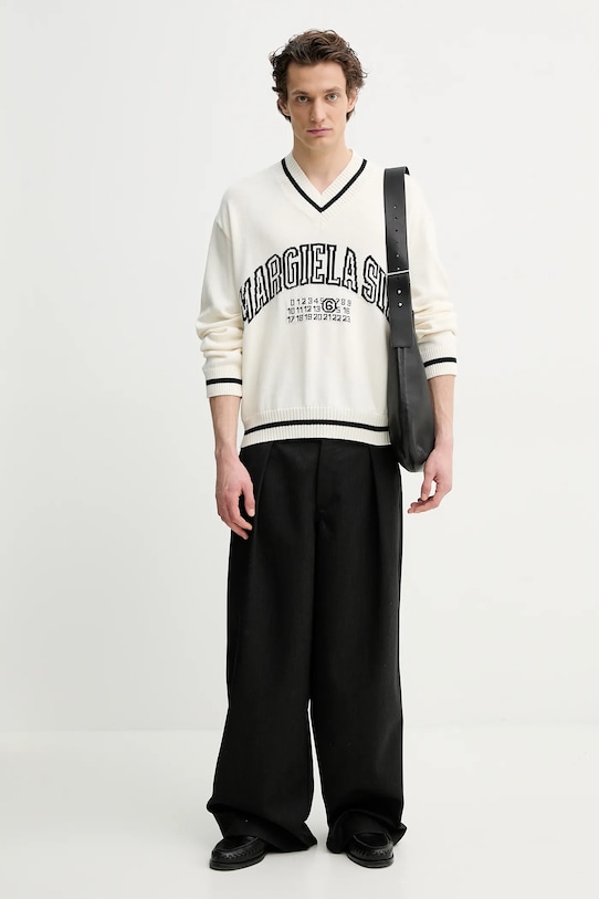 MM6 Maison Margiela pulover din amestec de lana SH0HN0002.M13085 bej SS25