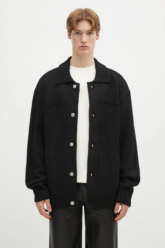 Carhartt WIP cardigan din amestec de lână Santa Fe Cardigan groase negru I034495.89XX