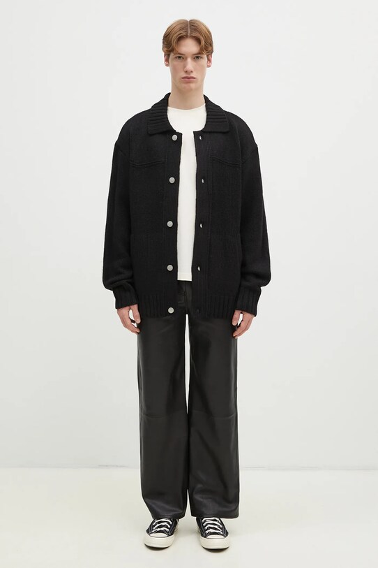 Carhartt WIP cardigan din amestec de lână Santa Fe Cardigan negru I034495.89XX