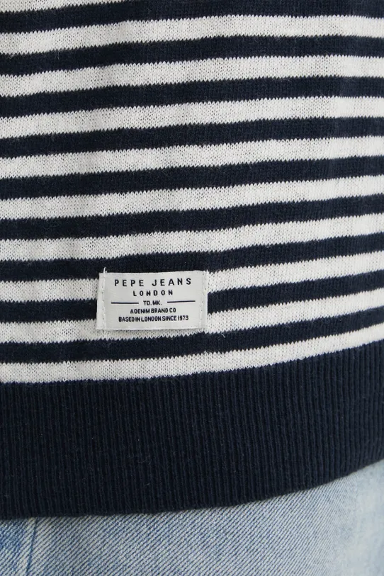 Sveter s prímesou ľanu Pepe Jeans LAYNE STRIPES PM702508 tmavomodrá