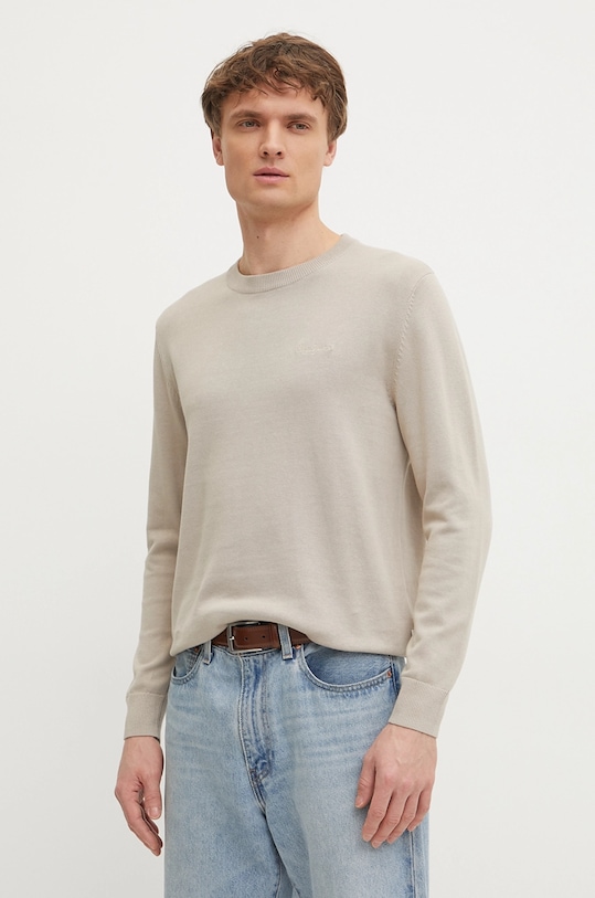 Pepe Jeans maglione in cotone ESSENTIAL COTTON SWEATER a maglia fine beige PM702512