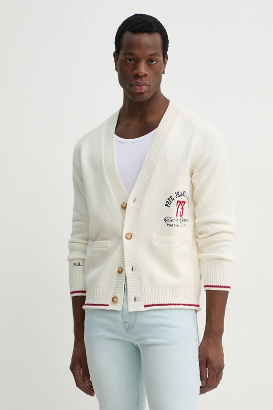 Pepe Jeans kardigan LUCIAN aplikacja beżowy PM702518